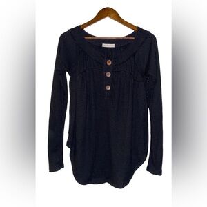 Free People Cozy Up Henley Thermal Top Scoop Neck Boho‎ Grunge Goth Women XS